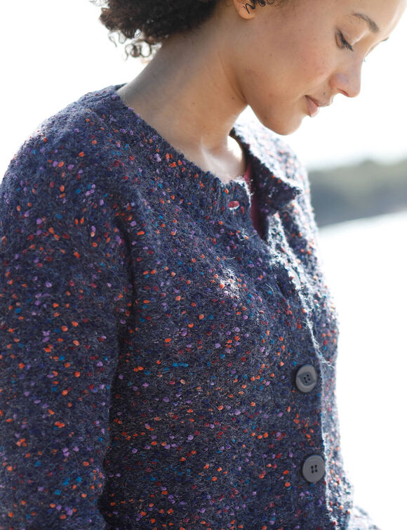 Gilet boutonné maille bouclette (marine) Gilet boutonné maille bouclette (marine)